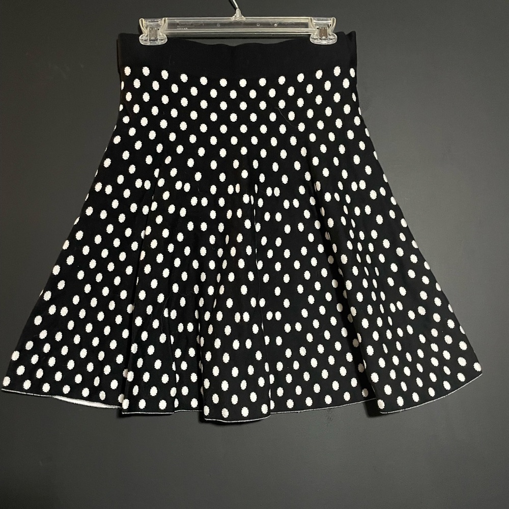 Maeve Black and White Dot Skater Skirt